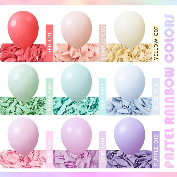 PartyWoo Pastel Balloons 50 pcs 5 Inch Small Mini Pastel Rainbow Color Latex Spring Balloons for Graduation Baby Shower Gender Reveal Easter Birthday Party Decorations