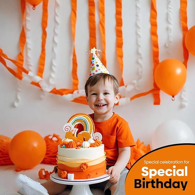 Captain Décor 6 Orange Streamers with White, 492ft Orange Crepe Paper Rolls for Party Decorations, Birthday Decorations Crepe Paper Streamers (1.8 inch x 82 ft/Roll)
