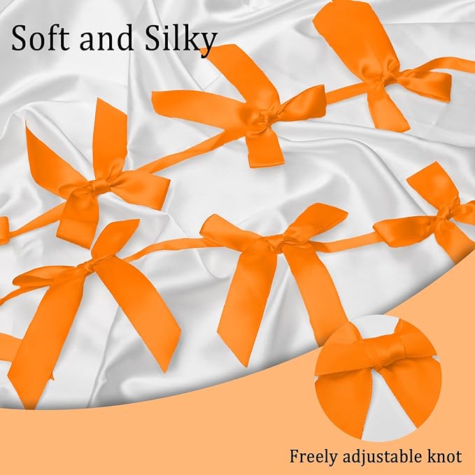 2pcs Orange Bow Garland Banner - 8.3 Feet Coquette Ribbon Bow Party Decorations for Baby Shower Girls, Birthday Party, Bridal Shower Decor (Orange)