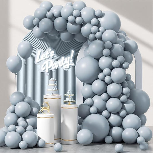 120pcs Dusty Blue Balloons, 18 12 10 5 inch Different Sizes Dusty Blue Balloon Arch Kit for Boho Gender Reveal Bridal Baby Shower Birthday Party Decorations