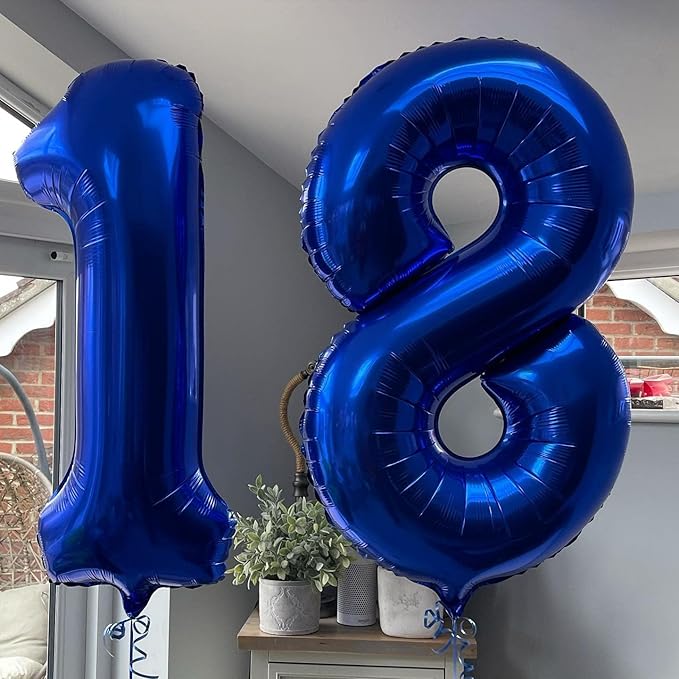40 Inch Navy Blue 18 Number Balloons Giant 18 Balloons Navy Blue Birthday 18 Balloons 18th Birthday Anniversary Party Decorations Supplies