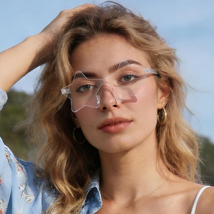 9 Pack Star Sunglasses, Colorful Rimless Star Shaped Glasses, Unisex Party Favors Supplies for Beach, Pool, Outdoors