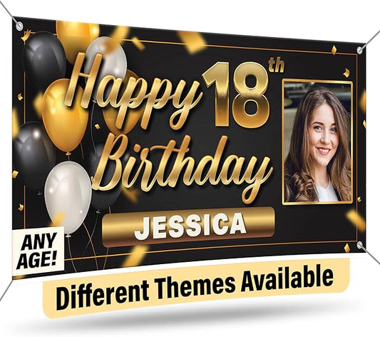 Custom Birthday Banner by DOT4DOT - Personalized for Happy Birthday Banner, Kids, Wedding, Parties, Grand Opening, Graduation, Congratulations (Celebration 3, 4x8)