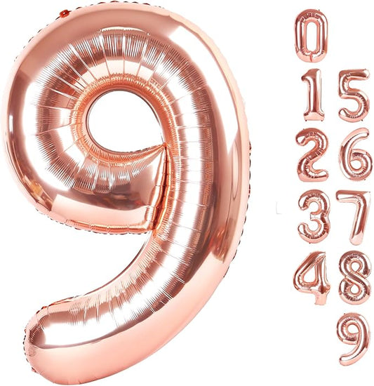 40 Inch Rose Gold Numbers 9 Balloon, Balloons Decorations for 9 19 90 Birthday Party, Engagement, Wedding, Graduations, Photo Shoot Supplies