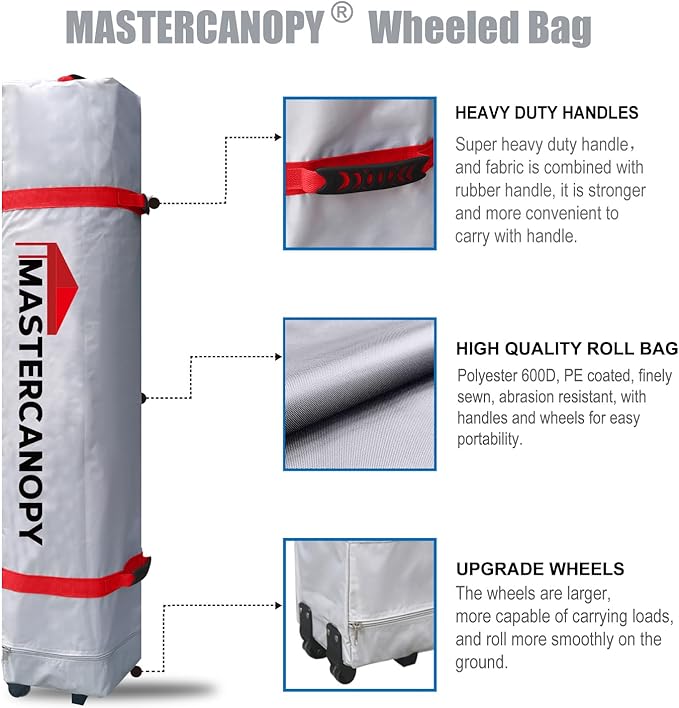 MASTERCANOPY Durable Pop-up Canopy Tent with Roller Bag (10x10, Gray)