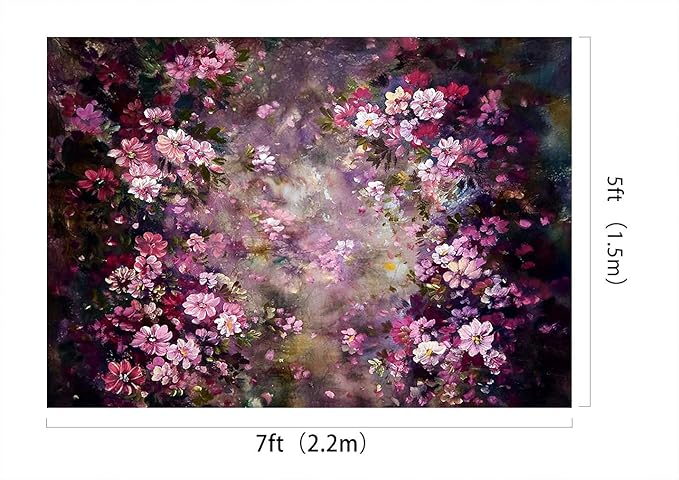 Kate 7x5ft Microfiber Spring Backdrops for Photoshoot Abstract Painting Pink Flowers Photo Background Princess Theme Backgrounds Easter Backdrop Props
