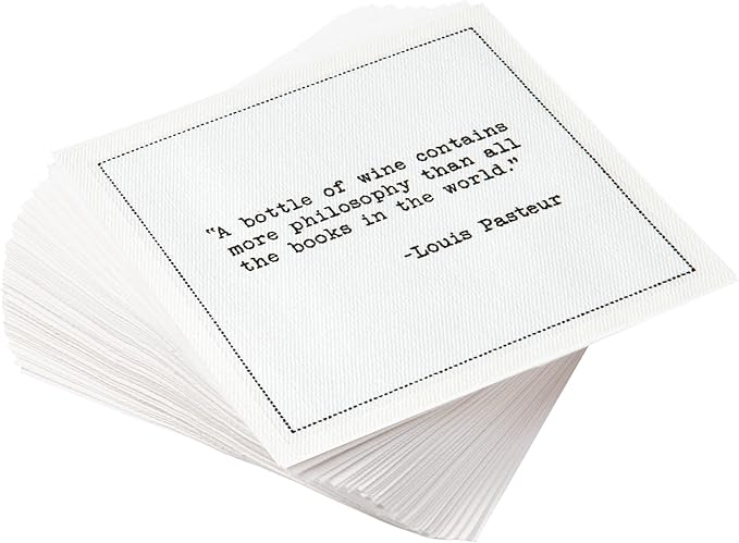 Five Star Funny Literary Bar Quotes | White Cotton Cocktail Napkins | 50 Luxury Disposable Beverage Napkins with Witty Bar Quotes | Drink Napkins for Parties, Bars, Weddings & Game Nights