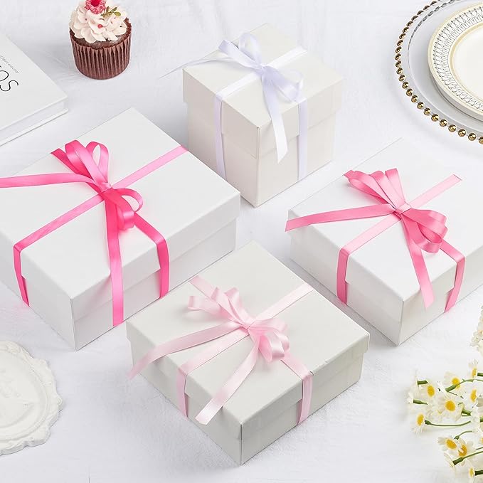 Mauproy 3/8 Inch Pink Satin Ribbon, 4 Rolls Total 40 Yards, Double Faced Mixed Pink Thin Ribbon for Gift Wrapping, Flower Bouquets, Crafts, Wedding, Graduation Decorations