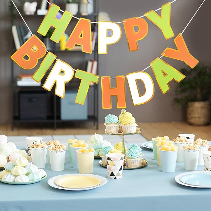 Happy Birthday Banner - 9ft Pre-Strung Happy Birthday Sign for Women, Men, Girls, Boys - No DIY Birthday Decorations & Party Supplies(Tri-Color)
