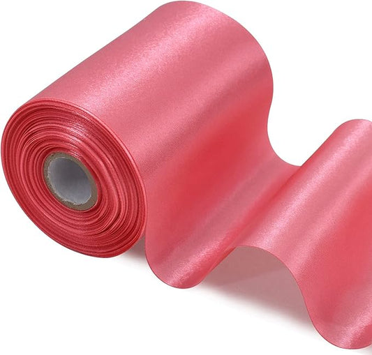 TONIFUL 4 Inch Wide Peach Pink Solid Satin Ribbon 22yd Fabric Large Ribbon for Cutting Ceremony Grand Opening Chair Sashes Table Hair Bows Floral Sewing Craft Gift Wrapping Wedding Party Decoration