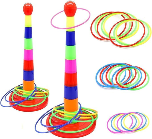 2 Color Columns + 48 Circles, Colorful Happy Circle Game,Children's Play Park, Christmas Party Birthday Party Gift. Suitable for Indoor Holiday Games Family Christmas Party Games