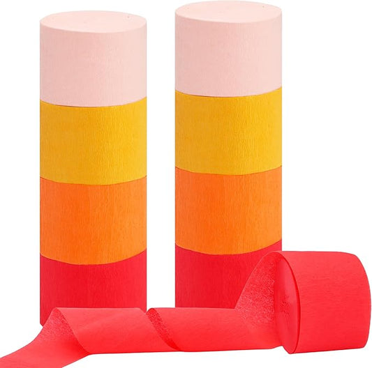 8 Rolls Crepe Paper Streamers Party Decorations, 1.77 Inch x 656 Feet Crepe Streamers, Orange Streamers Birthday Party Decorations