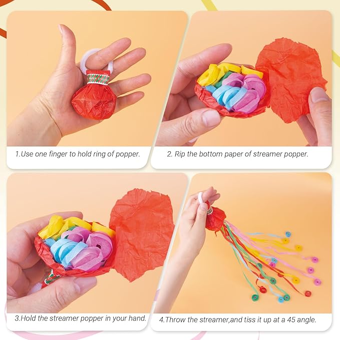 100 Pcs Hand Throw Streamers, Colorful Confetti Poppers with No Mess Streamers,Graduation Birthday & Engagement Party Favors Supplies