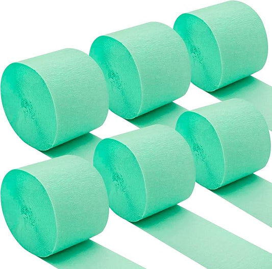 Oun Nana Aqua Mint Crepe Paper Streamers Party Decorations, 6 Rolls 738 Ft Party Streamers for Birthday, Baby Shower, Wedding, Graduation, Backdrops, Ceilings and DIY Crafts