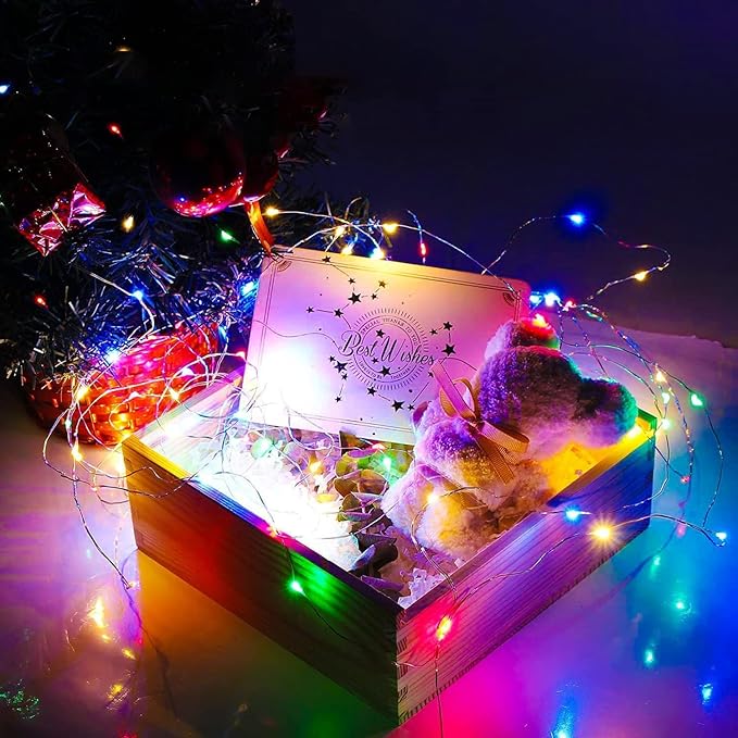 12 Pack Fairy Lights Battery Operated String Lights，7FT 20LED Waterproof Silver Wire Christmas Lights Outdoor,Firefly Mini Lights for Bedroom Party Birthday Wedding Indoor Decorations.