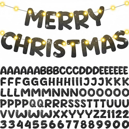 TaoBary 112 Pcs DIY Letter Banner Kit Glitter Customizable Banner Letters Including 107 Letters and Numbers 3 Rope for Valentine Day Wedding Birthday Party Anniversary Personalized Decor
