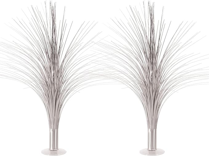 Beistle 2-Pack Metallic Spray Centerpiece, Shimmering Silver Decoration for New Years, Awards Night, & Birthday Parties, Table Decor for Events, 19”