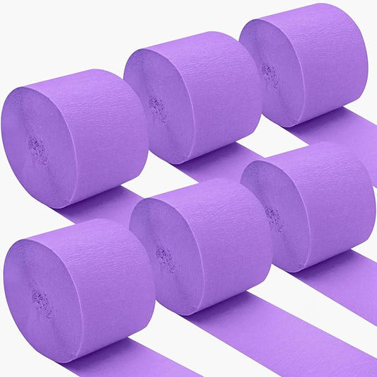 Oun Nana Purple Crepe Paper Streamers Party Decorations, 6 Rolls 738 Ft Party Streamers for Birthday, Baby Shower, Wedding, Graduation, Backdrops, Ceilings and DIY Crafts