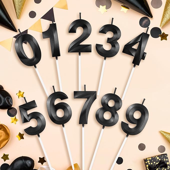 Number 20 Birthday Candles, 1.96 Inch Happy Birthday Cake Candles Cupcakes Topper Decoration for Birthday Party Wedding Anniversary Celebration Supplies (Black)