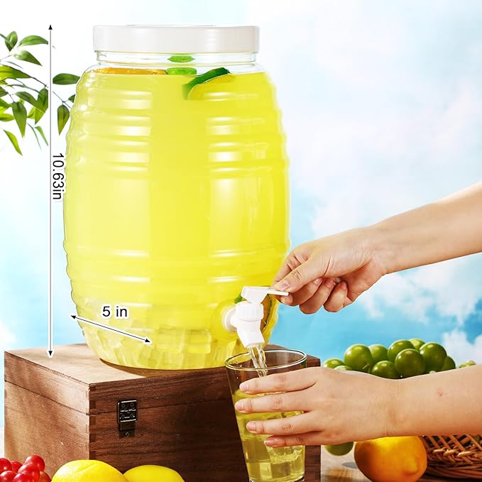 Honeydak 2 Pcs 2.7 Gallon Plastic Drink Dispenser with Spigot Clear Extra Large Plastic Lemonade Dispenser Clear Summer Beverage Holder with Tap for Party Lemonade Cold Water Beer