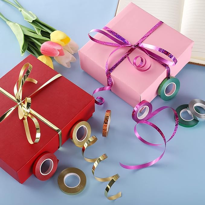 45 Roll Curling Ribbon for Gift Wrapping Shiny Ribbons Metallic Balloon Ribbon for Crafts Bows Presents Florist Wedding Party Festival Art Craft Decor, 11 Yards Per Roll, 3/16 Inch Wide 3/16" - Set3