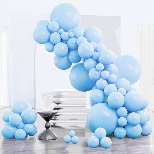 PartyWoo Light Blue Balloons 152pcs Different Sizes of 18 12 10 5 Inch Baby Pastel Sky Aqua Blue Balloon Arch Kit Garland for Birthday Gender Reveal Baby Shower Graduation Party Decorations Blue-Y4