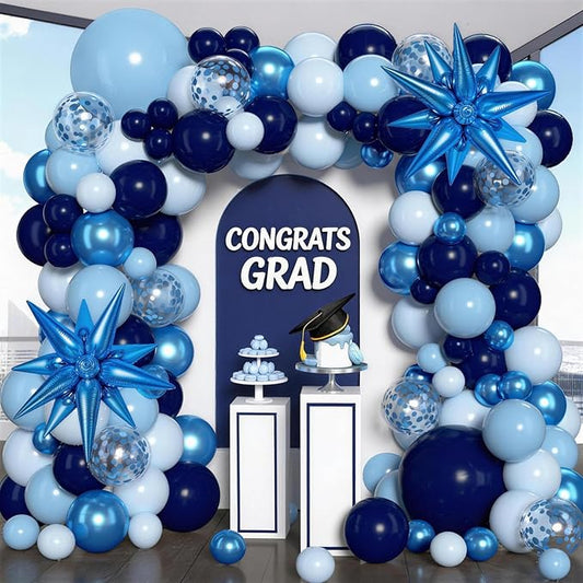 KARLURE Blue Balloons Arch Kit, Different Shades Navy Blue Balloons for Blue Graduation Decorations 2026 Grad Class Memorial Day Baby Shower Boy Men Birthday World Cup Party Decorations