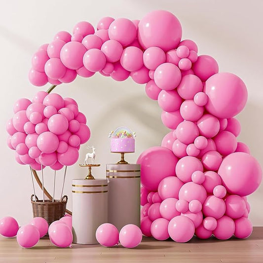 RUBFAC 129pcs Pink Balloons Different Sizes 18 12 10 5 Inches for Garland Arch, Pink Balloon for Mother's Day Valentine's Day Birthday Baby Shower Gender Reveal Wedding Party Decoration