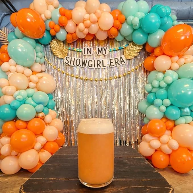 Showgirl Balloon Arch Garland Kit Orange Teal Green Balloons for Life of a Showgirl Birthday Bachelorette Bridal Shower Vintage Disco Party Decoration (Orange Teal Green)