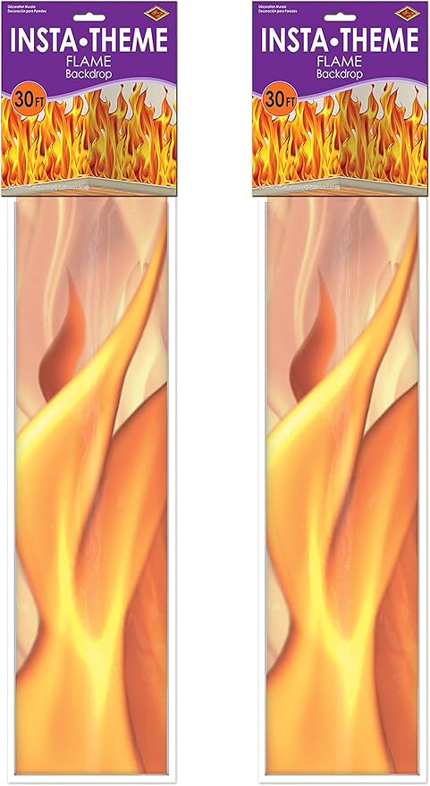 Beistle Flame Backdrop 2 Piece, Multicolored