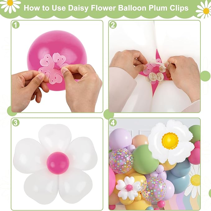 168Pcs Daisy Balloon Arch Garland Kit, Pink Green Blue Yellow Purple Confetti Daisy Wild Flower Balloons for Mothers Day Boho Two Groovy One Birthday Baby in Bloom Baby Shower Spring Party Decorations