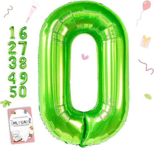 40 inch Number Balloon 0-9 Green Large Number 0 Balloons,Digital Balloons for Birthday Party Celebration Decorations Supplies, Helium Foil Number Balloons for Wedding Anniversary