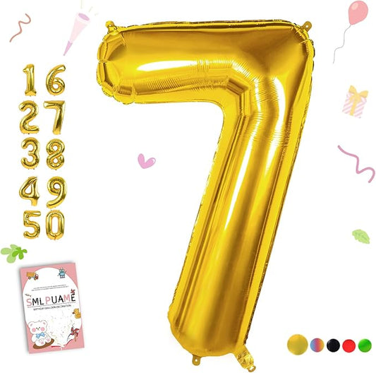 40 inch Number Balloon 0-9 Gold Large Number 7 Balloons,Digital Balloons for Birthday Party Celebration Decorations Supplies, Helium Foil Number Balloons for Wedding Anniversary