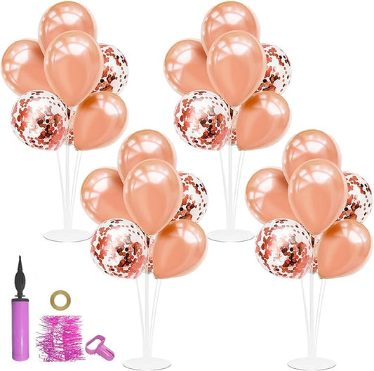 ZJDHPTY Rose Gold Balloon Stand Centerpiece Table Decorations for Birthday Anniversary Engagement Wedding Bridal Shower Graduation Mother's Day Party Decorations New Years Eve 2026(Rose gold set4)