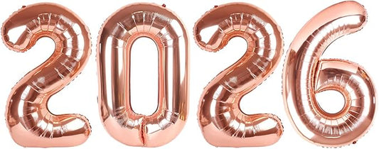 2026 Numbers Rose Gold Balloon, 40 Inch Balloon, New Years Eve Decorations, Balloons for New Years Eve Party Supplies 2026, Graduation Decoration, 2 6 20 26 Birthday Parties