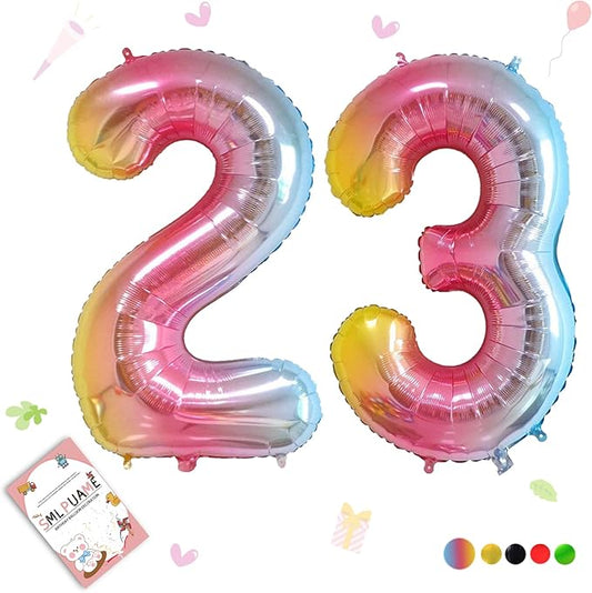 40 Inch Number Balloons 0-9 Rainbow Gradient Large Number 23 Balloons, Digital Balloons for Birthday Party Celebration Decorations, Helium Foil Number Balloons for Wedding Anniversary