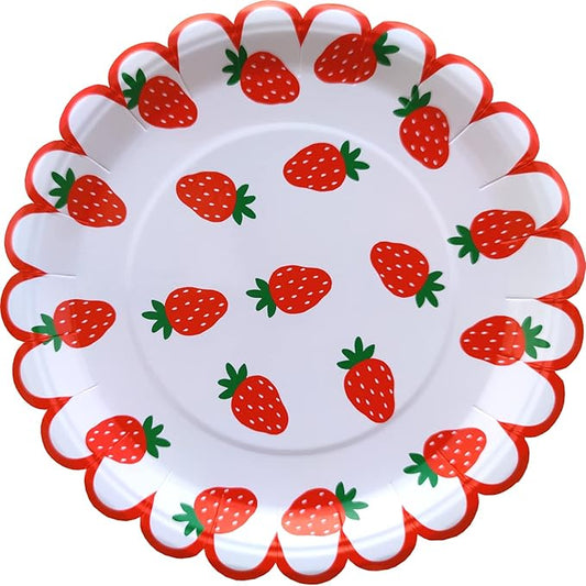 48 Pack 7 Inches Disposable Red Paper Plates Disposable Plates Strawberry Party Paper Plates Dinner Dessert for Sweet One Strawberry Theme Baby Shower Birthday Wedding Barbecue Wine Party Supplies