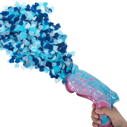 Gender Reveal Confetti Balloon Salute Gun, He or She (Set of 10) Baby Boy or Girl Party Supplies Decoration (10 Blue)