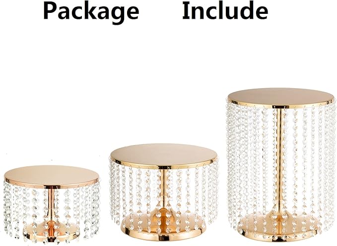 Gold Metal Cake Stand for Set of 3, 12in Round Wedding Cupcake Holder for Table, Dessert Cupcake Pedestal Display Plate for Party Wedding Anniversary Baby Shower