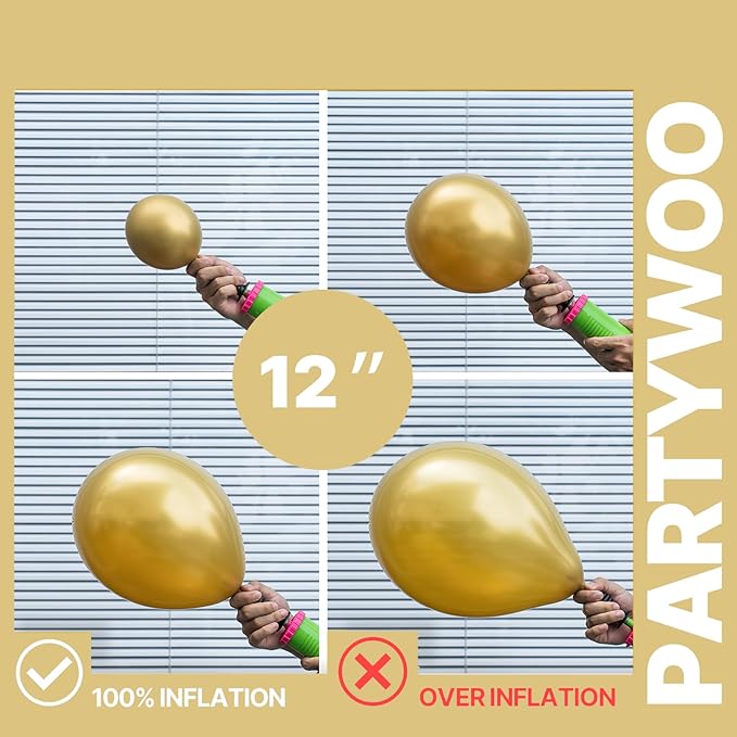 PartyWoo Black and Gold Balloons 66pcs 12 Inch Matte Black White Metallic Chrome Gold Confetti Balloons for Graduation Baby Shower Birthday New Year's Eve Anniversary Bachelorette Party Decorations