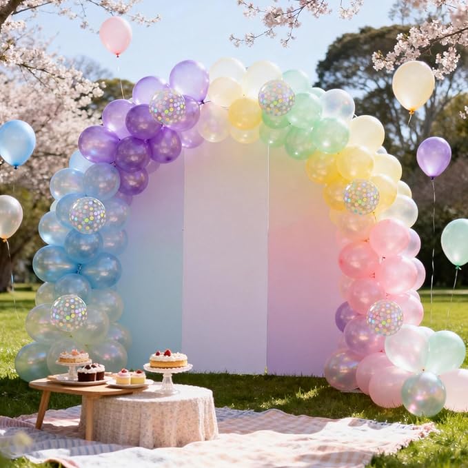 Pastel Rainbow Balloons, Pastel Color Balloons for Girls Birthday Decorations, Macaron Pink Light Purple Green Blue Yellow Colorful Balloon with Confetti Balloon for Baby Shower Wedding Party Decor