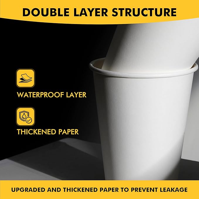 RACETOP 12 oz 50 pack Disposable Paper Coffee Cups with Lids and Sleeves