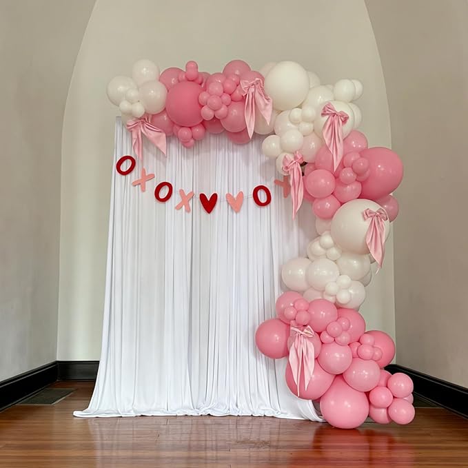 Lukiituke Light Pink Balloon Arch Kit, 134Pcs Pink and White Balloons, Light Pink Balloons with 4 Sizes for Wedding Bridal Baby Shower Birthday Party Decorations