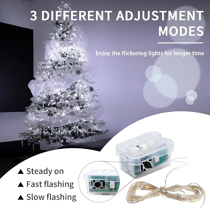 100 Pack Fairy Lights 7Ft 20 LED Twinkle String Lights 3 Modes Battery Operated Waterproof Firefly Starry for Mason Jar Wedding Party Bedroom Patio Christmas Day Table Centerpieces,Cold White