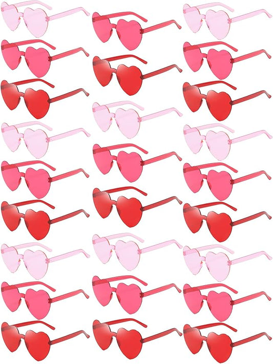 12/26/36 Pairs Rimless Heart Shaped Sunglasses Transparent Glasses Bulk Fun Sunglasses for Party Favors