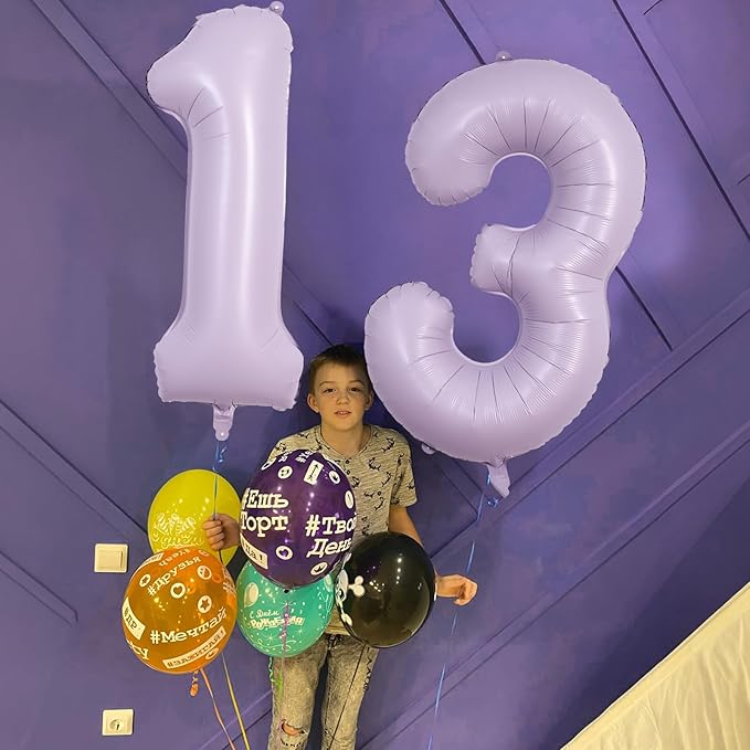 Light Purple Number 21 Balloons for Her, 40 Inch Pastel Lavender Foil Number 2 & 1 Balloons for Women, 21st Birthday Balloons for 21 Year Old Girls 12th Anniversary Birthday Party Decorations Supplies