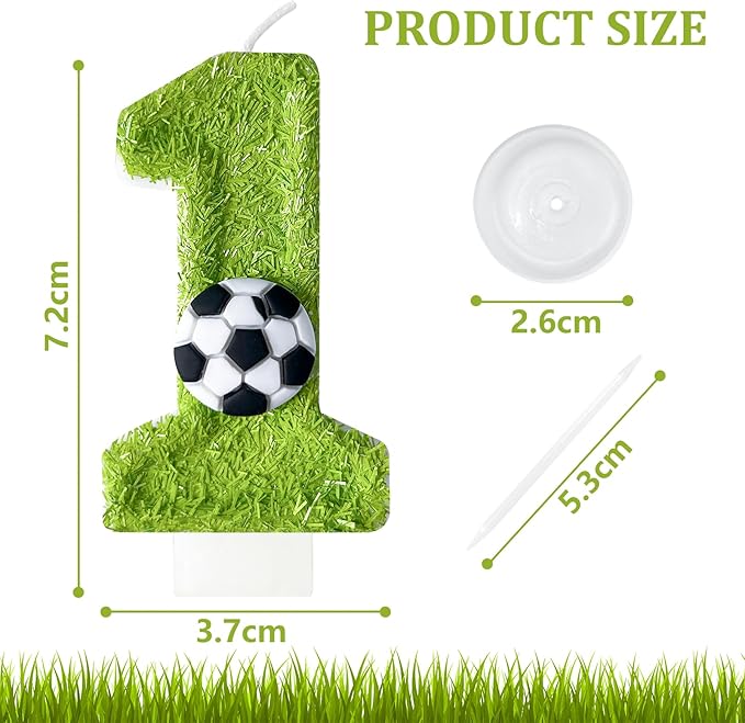 1st Birthday Candles，Soccer Birthday Decorations，Suitable for Girl and boy Cake Toppers, Wedding Cakes, Anniversaries, Party Celebrations, Birthday Decorations