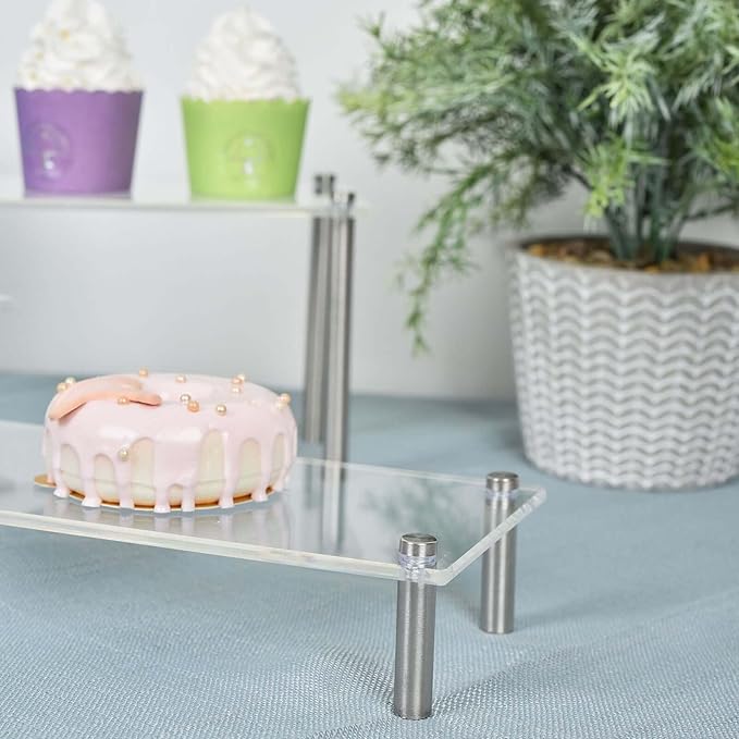 Efavormart Set of 4 | Clear Acrylic Riser, Cupcake Holder Dessert Stand - Assorted Size