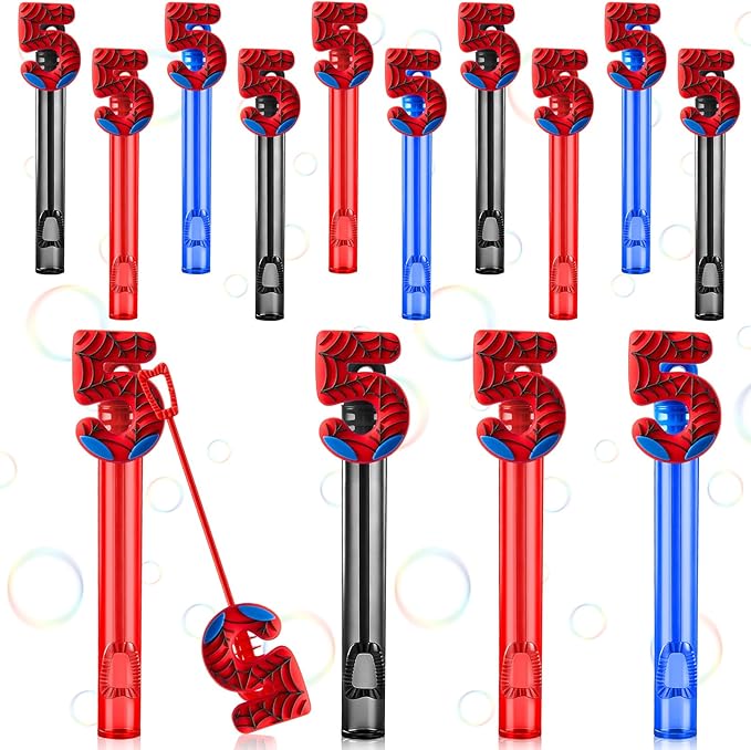 Jenaai 24 Spider Web Bubble Wands Number 5 Spider Bubble Wand Party Favors for Summer Activity Cartoon Birthday Gifts Carnival Goody Bag Stuffers Wedding Supplies