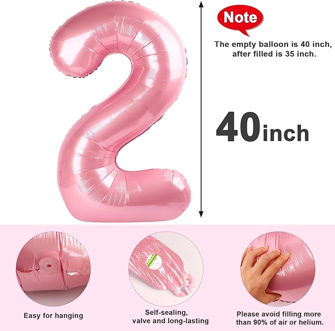 Number 6 Balloon 40 Inch, 6 7 Six Seven Birthday Decorations, 6th Birthday Balloon for Boy Girl, Pastel Pink 16 60 61 65 Numbers Balloons Graduations Anniversary Supplies